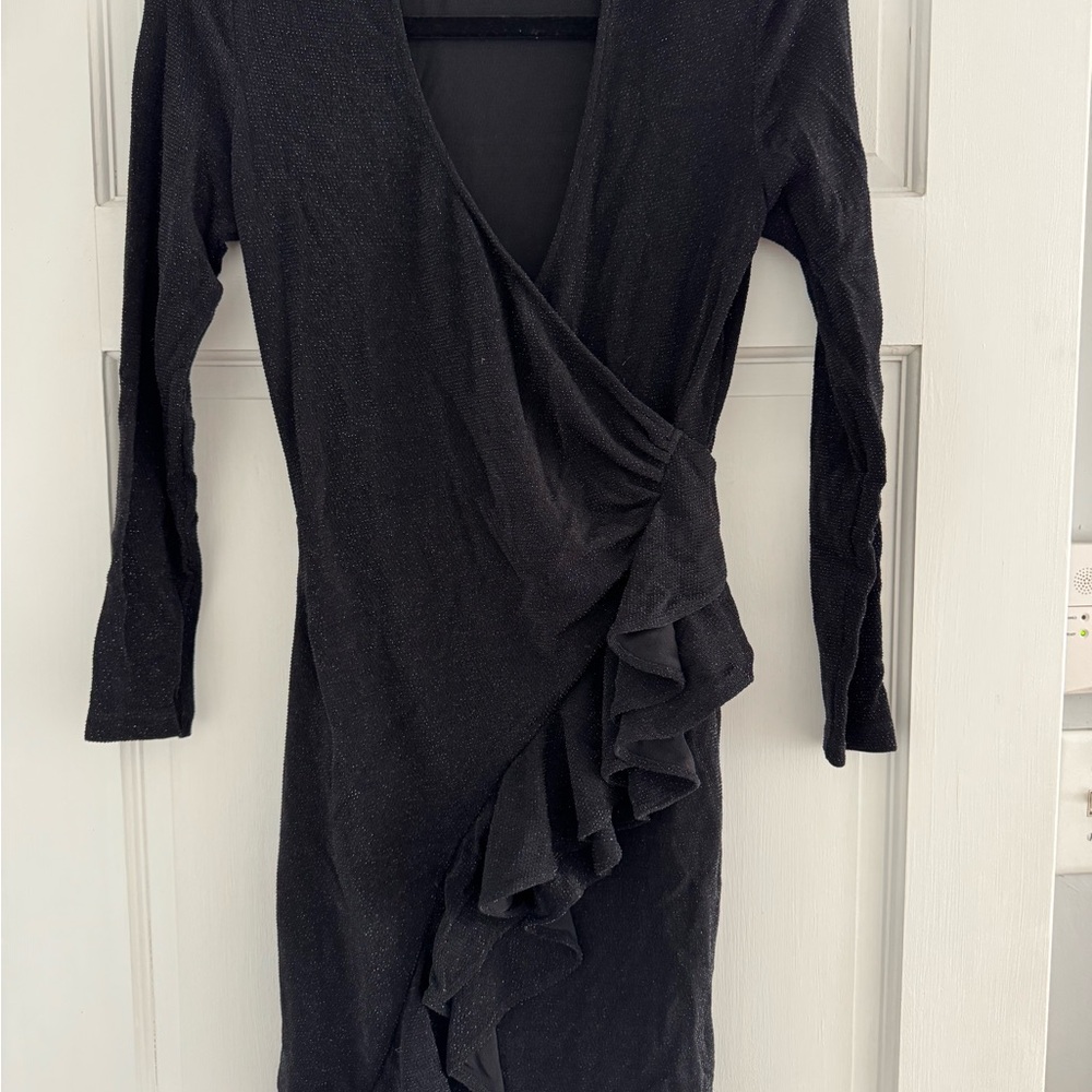 IRO Black Long Sleeve Ruffle Dress